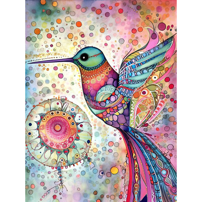 Kolibri Mandala Muster bunt Volkskunst riesig Wandbild Poster Druck riesig