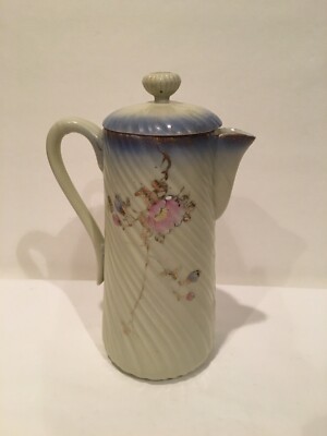 Vintage Porcelain China Japonica GY Flowered Gold Carafe Chocolate Pot