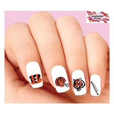 Waterslide Nail Decals Set of 20 - Cincinnati Bengals Football Assorted
