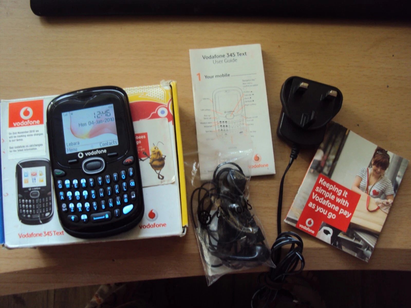 BOXED EASY CHEAP SENIOR RETRO ALCATEL VODAFONE 345 TEXTER ON VODAFONE ,LEBARA