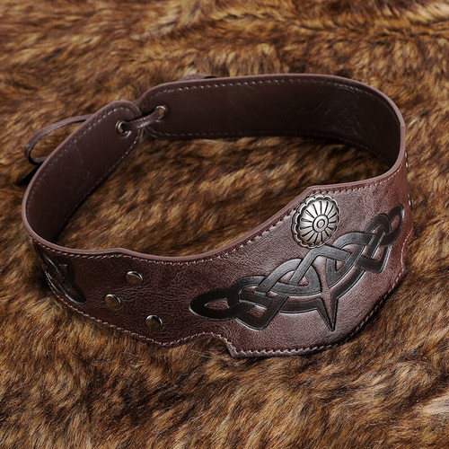 Unisex Mittelalter Kreis Stirnband Cosplay PU Leder Krone Krieger Kopf Ring - Bild 14 von 14