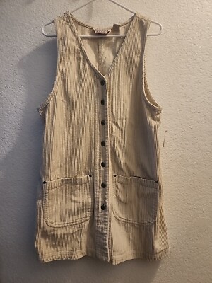 VINTAGE 90s Beige Grunge Corduroy Short Cord Cotton Dress L New Old Stock |  eBay