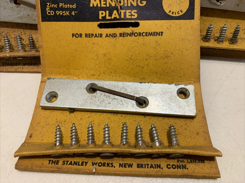 Nuevo de Lote Antiguo Stanley 4” Placas de Reparación CD 995k Acero Zinc Chapado Reparación De Colección Años 40’s Foto 3 de 4
