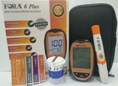 Fora 6 Plus 6in1 Blood Sugar Test Tool Cholesterol Uric Acid Hemoglobin