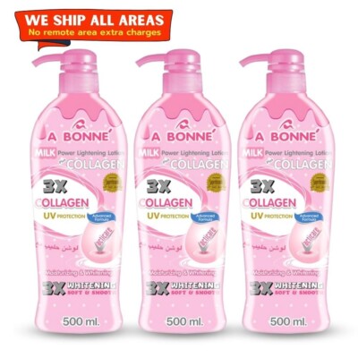 A Bonne Milk Collagen Lotion Lightening Moisturizer UV Protection 500 ml x3