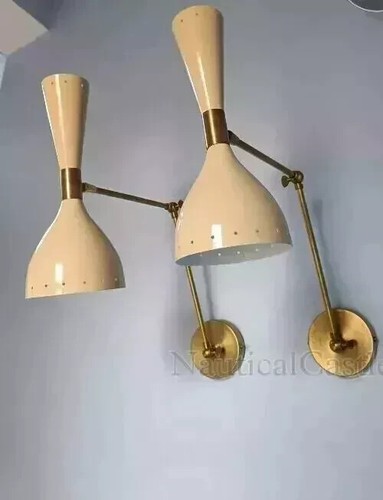 Metal Wall Sconce Mid Century 1950 Italian Light Brass Beautifull Stilnovo Lamp - Picture 3 of 6
