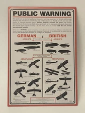 Smithsonian World War 1 Plane Identification Tin Sign German British Airships