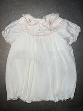 VTG 60's Newborn Tiny Tots Originals Pleated Balloon One Piece Cotton Pink White
