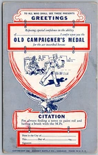 WWII 1942 Military Comic Postcard Old Campaigner's Medal Paint Town Red