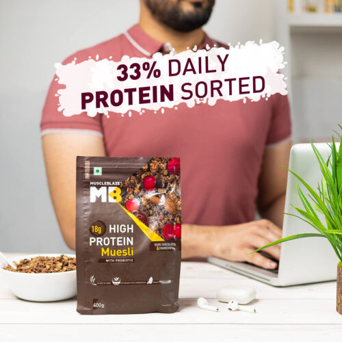 Muesli riche en 2024 protéines, chocolat noir et canneberge, 18 g de protéines, av...