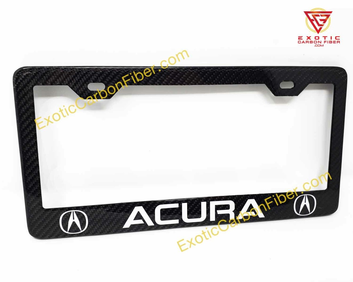 JAGUAR RED TEXT & Shaded Cat Logos Carbon Fiber License Plate Frame 2x2