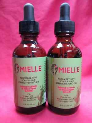 Mielle Rosemary Mint Scalp & Hair Strengthening Oil ~ 59mL/2oz ~ LOTof2 ~ NEW
