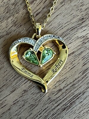Engraved The Danbury Mint Heart Necklace Danbury Mint 14K Gold