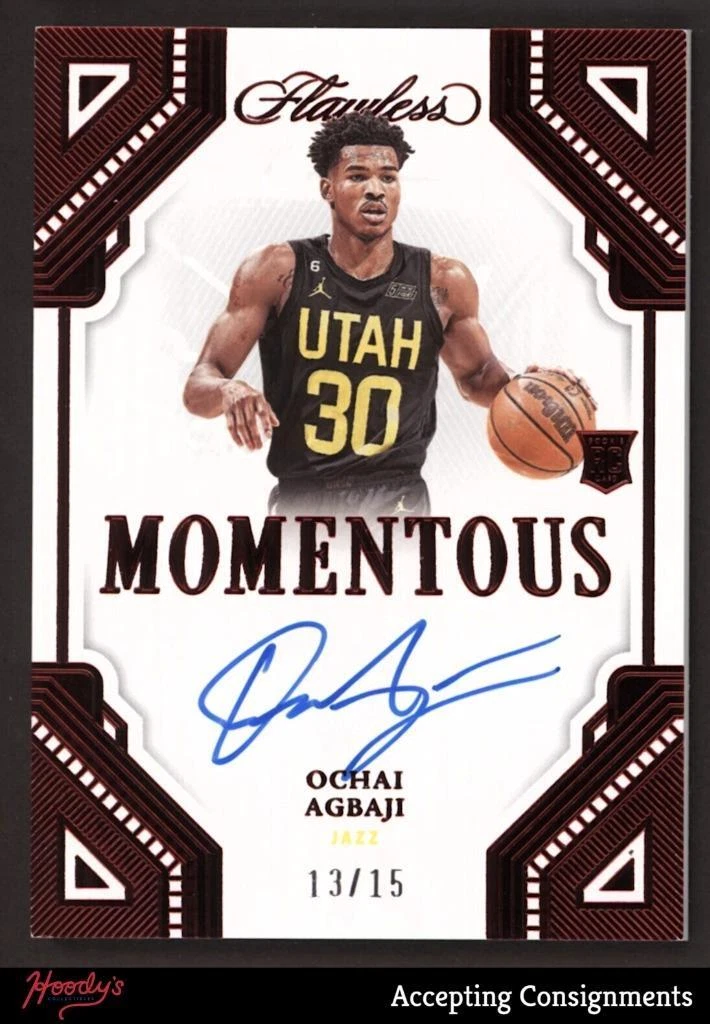 2022-23 Flawless Momentous Autograph Ruby Ochai Agbaji RC Rookie AUTO 13/15 JAZZ