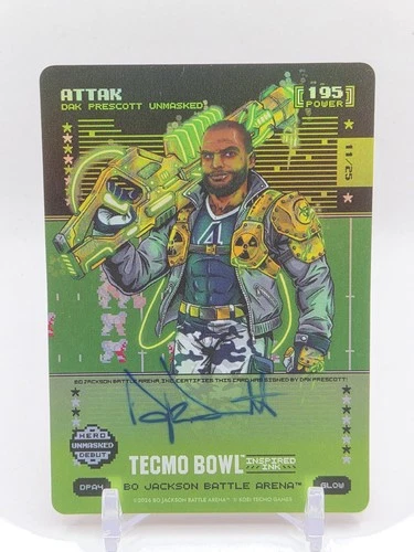 2026 Bo Jackson Battle Arena Tecmo Bowl Attak Glow Auto Dak Prescott /25 195 PWR