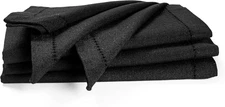 Hemstitched Cotton Dinner Napkins Set of 4 (18x18 in) - Black