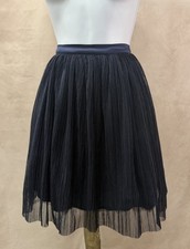 Trixxi Navy Blue Formal Flounce Chiffon  Tulle Pleated Party Mini Skirt Size 9