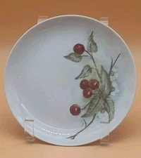 Hand Painted Cherries Pattern Porcelain Plate Unmarked Maker