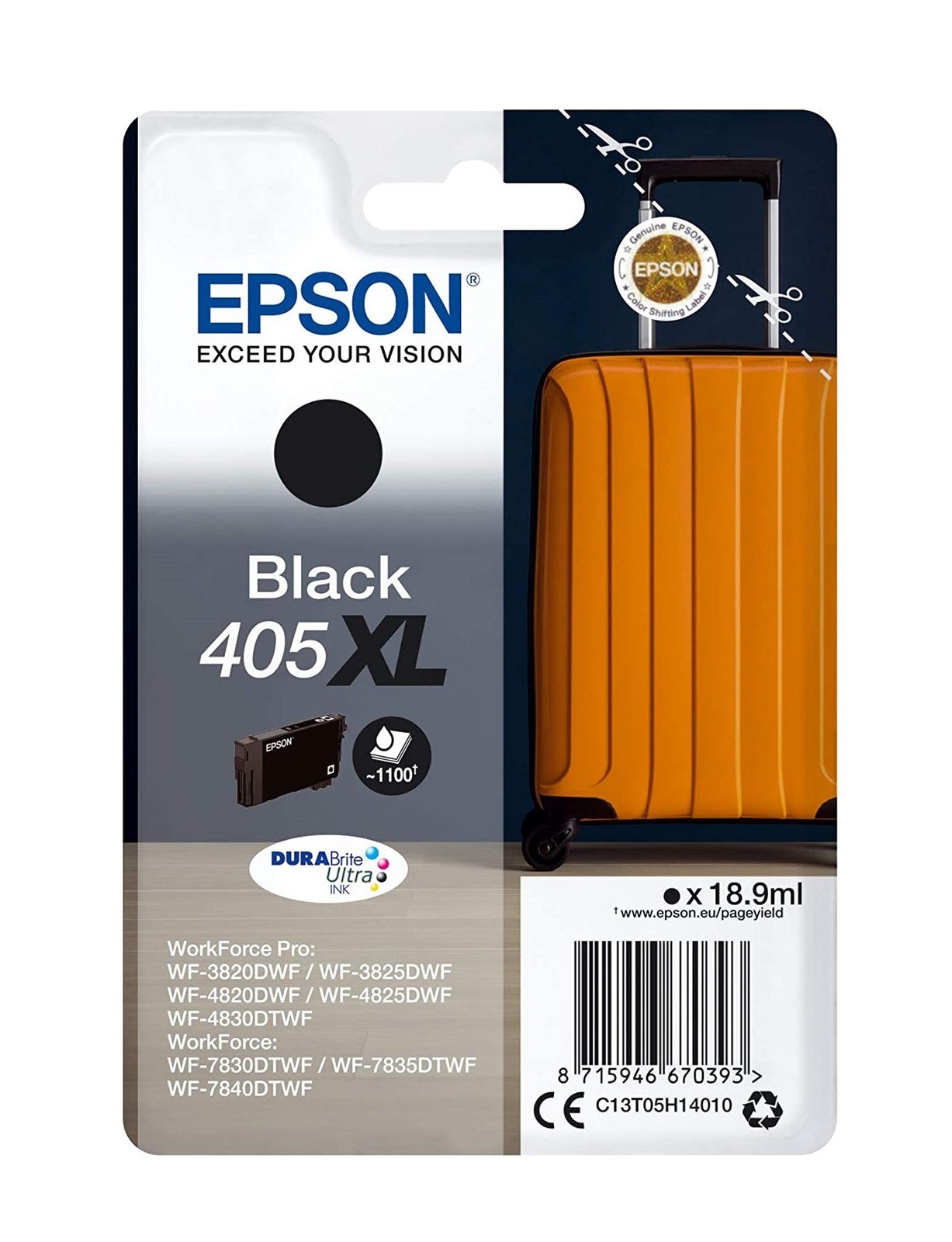 Epson 405XL DURABrite Ultra Black Ink Cartridge - High Yield - 18.9ml - C13T05H14010 - Image 4