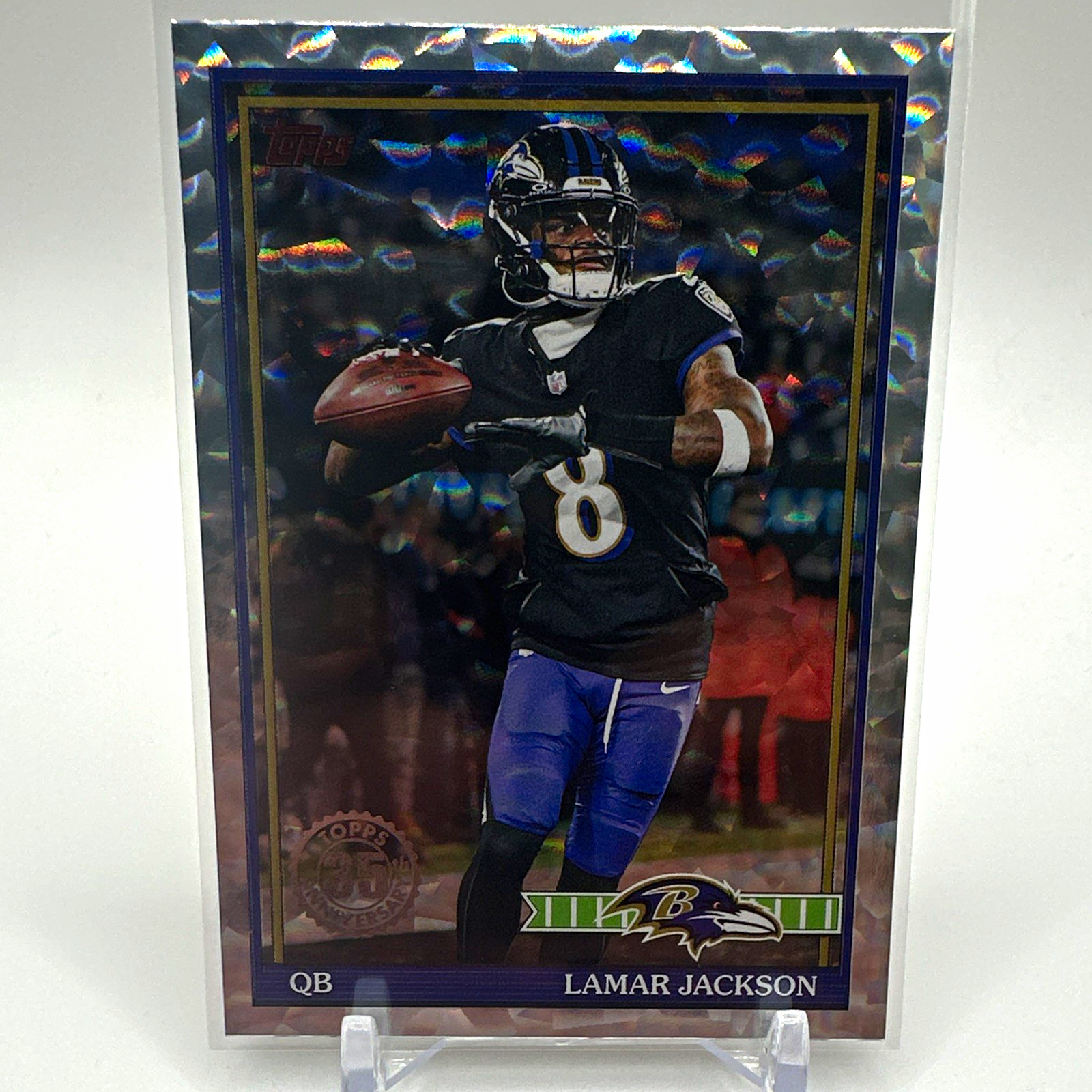 Lamar Jackson Topps 2025 - Ravens #91TF-7 Cracked Ice 35th Anniversary