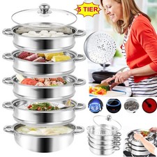 5 Etagen Dampfkocher Mantowarka Gardampftopf Küche Edelstahl Dampfgarer 30cm DE