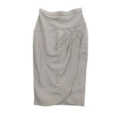 vtg 80s Leather Skirt Pencil Draped Front Sz S