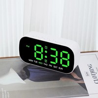 LED Electric Digital Alarm Clock Mains Power Mirror Display Bedroom Bedside UK