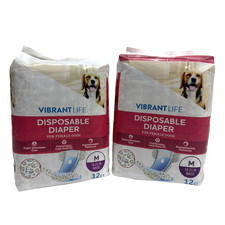 Vibrant Life Female Dog Disposable Diapers 2 Pack 18-25 Inch Waist Medium New