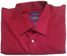 Stafford XL 1X 17 1/2 35/36 Dress Shirt Red men's RN 86828
