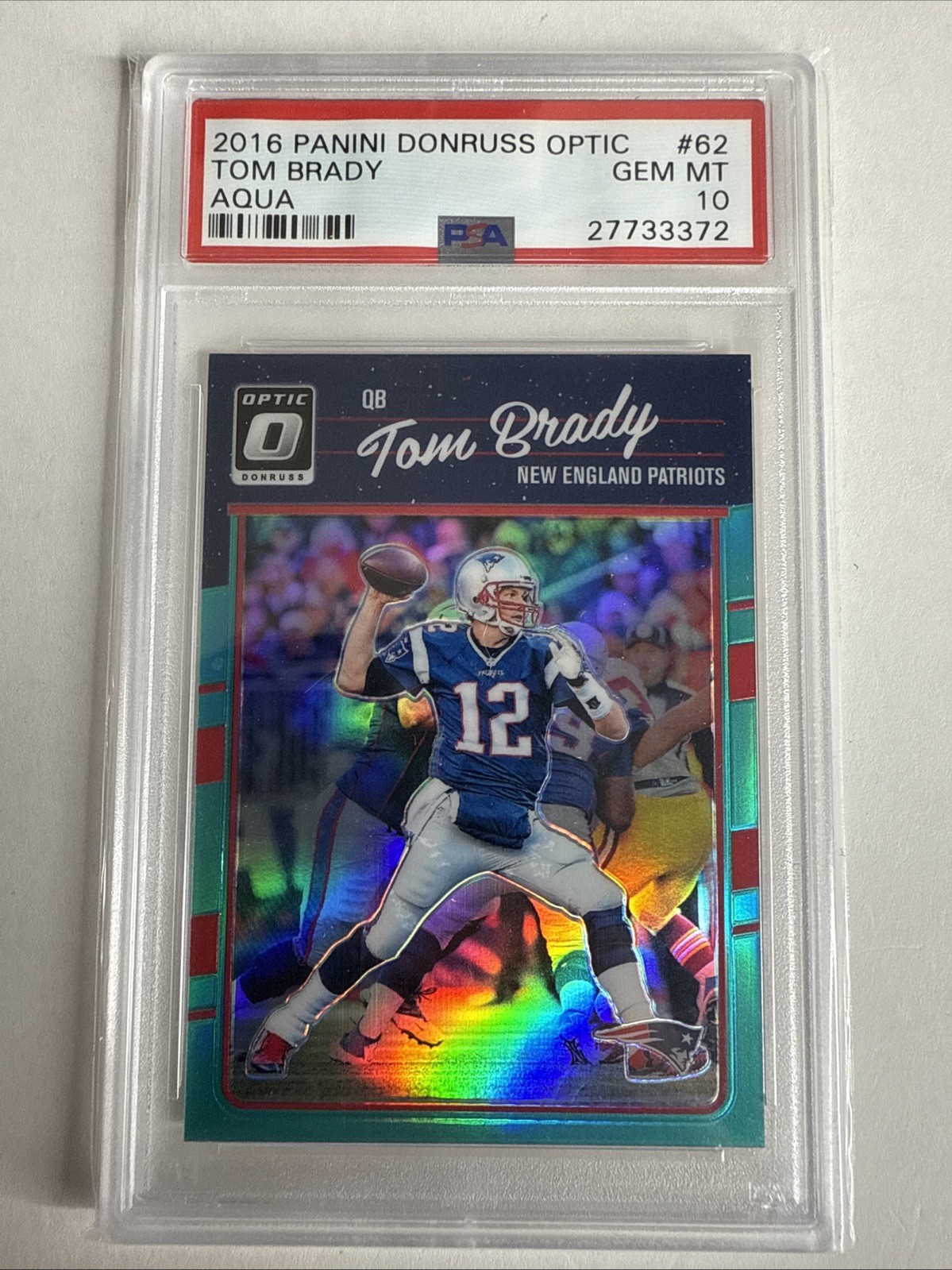 2016 Panini Donruss Tom Optic Brady Aqua Serial #81/299 First Year Patriots Rare