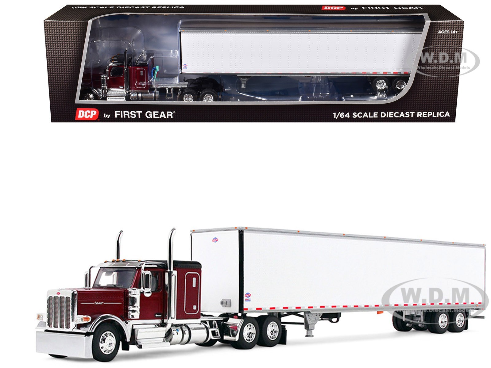 PETERBILT 589 W/SLEEPER & TRAILER LEGENDARY RED 1/64 BY DCP/FIRST GEAR 60-2171