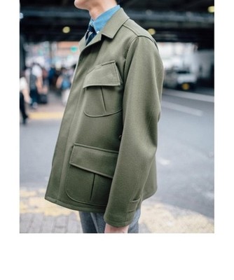 SHIPS x KAPTAIN SUNSHINE Wool Fatigue Jacket Olive Size 38 Used