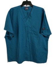 Cherokee Workwear Professional Scrubs Men's Large Teal V-Neck Shirt Medical
