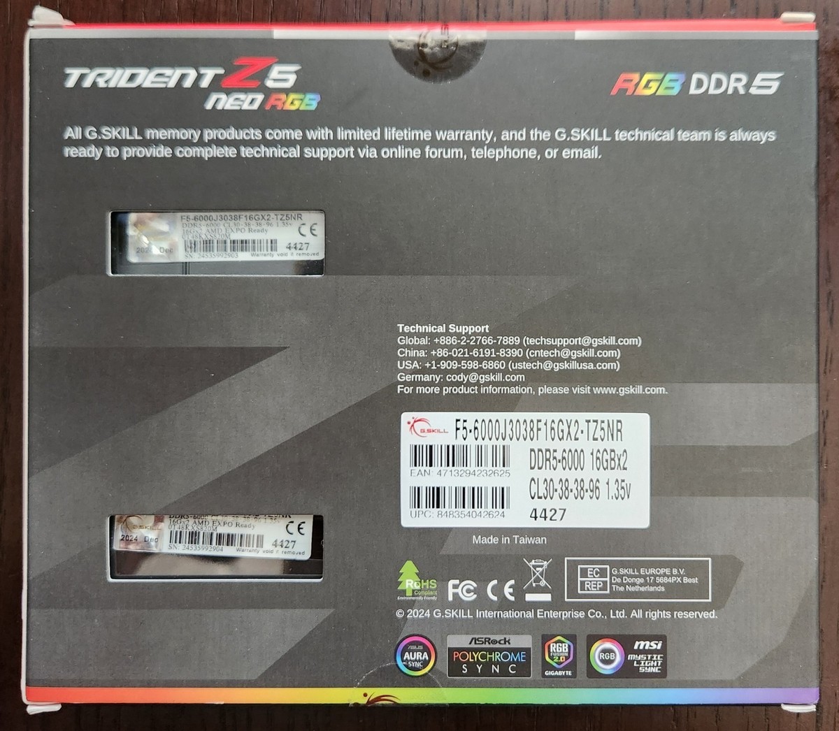 G.SKILL Trident Z5 Neo RGB 32GB (2 x 16GB) PC5-48000 (DDR5-6000