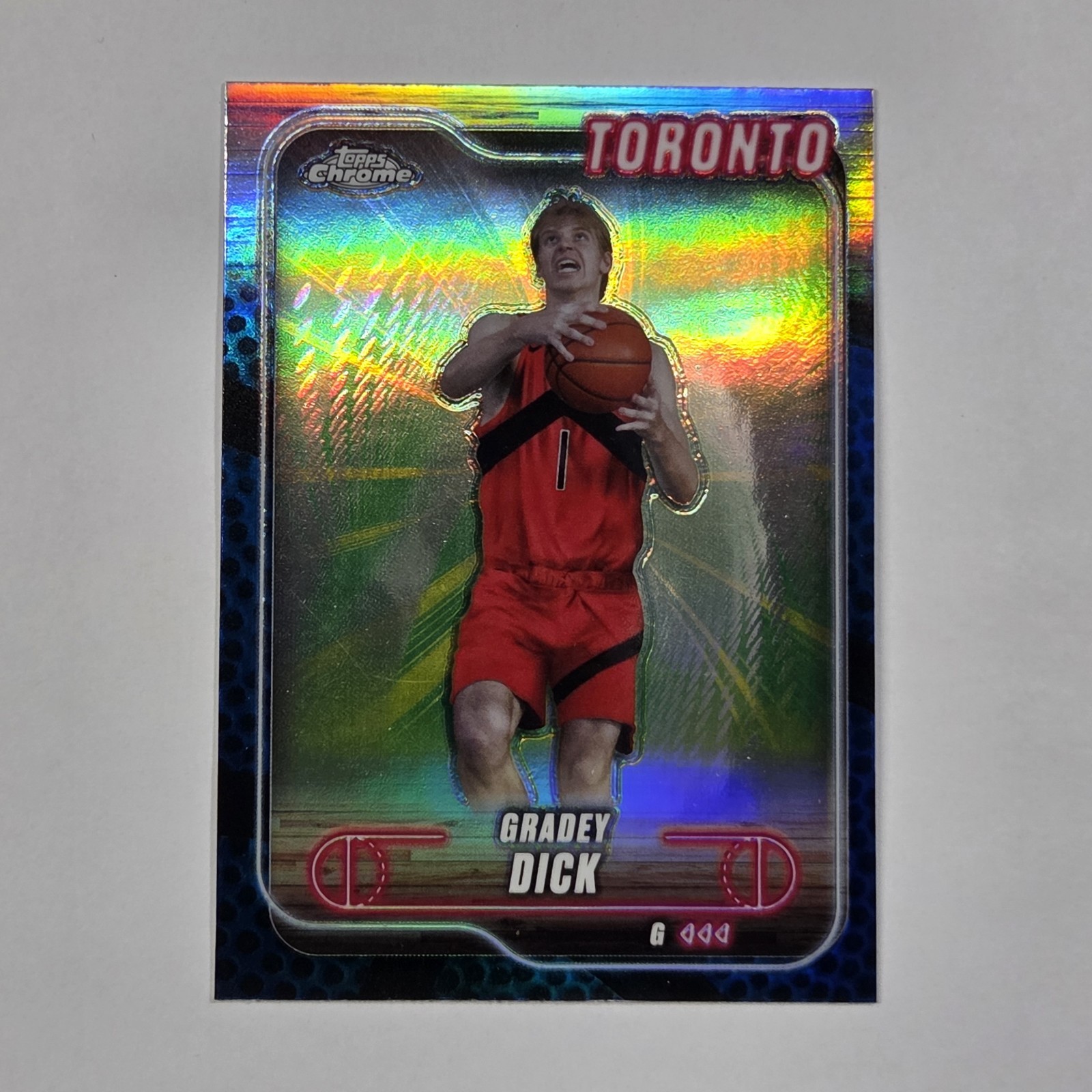 2024-25 Topps Chrome - Gradey Dick, Gradey Dick #92 Blue Basketball Refractor
