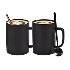 Coffee Mug Set of 2, Frosted Black 13.5oz Coffee Set of 4-Pack - Ceramic Mugs 2p