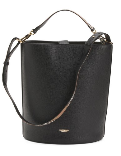 Burberry Small Black Grainy Leather Bucket Crossbody Bag H 8 x D 5.5" NWT