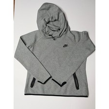 Nike Tech Fleece Funnel Neck Hoodie Gray Black Pullover Womens Medium T5