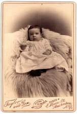 Antique Cabinet Card Circa 1890s Taylor & Son Cute Baby in Dress NY