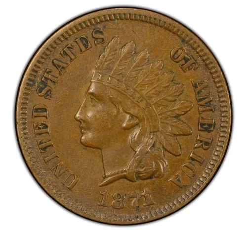 🔥1871 INDIAN HEAD CENT PCGS AU53 Gold Shield KEY Date