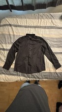 Paul Jones Black Button Down Dress Shirt Men's Long Sleeve Size L New