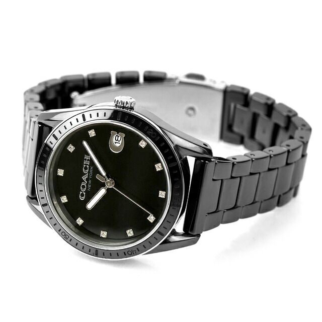 Coach Preston Women’s Ceramic Quartz Watch Black Dial Date image 3
