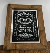 Vintage Jack Daniels Whiskey Wooden Framed Bar Mirror/Sign 12 x 10