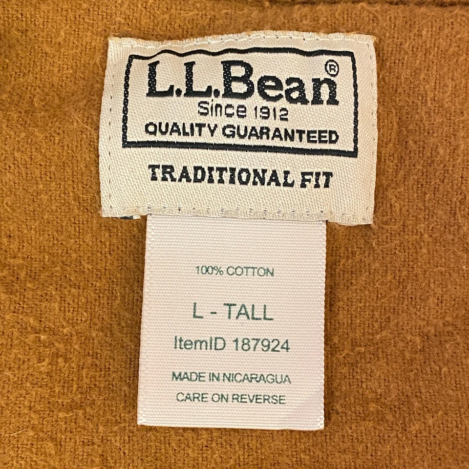 LL Bean Chamois Flannel Shirt Mens Large Tall LT Tall Brown Long Sleeve Workwear - Image 3 of 4