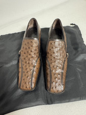Prada Shoes Mens Size 38.5 Ostrich Leather Slip On Loafers Made in Italy