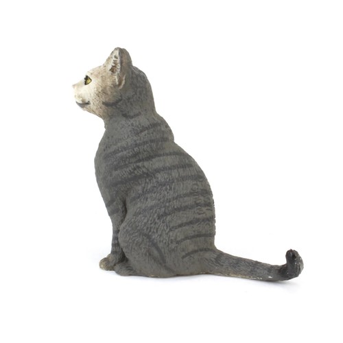 Grey Stripe Cat Sitting Animal Figure by Schleich 13771 - Picture 4 of 4