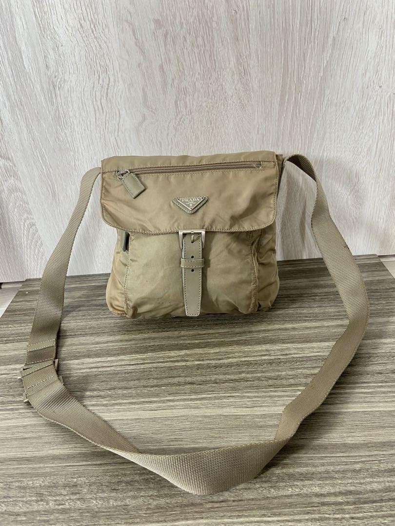 Evil PRADA nylon shoulder bag with triangle logo plate in beige imported from Japan  