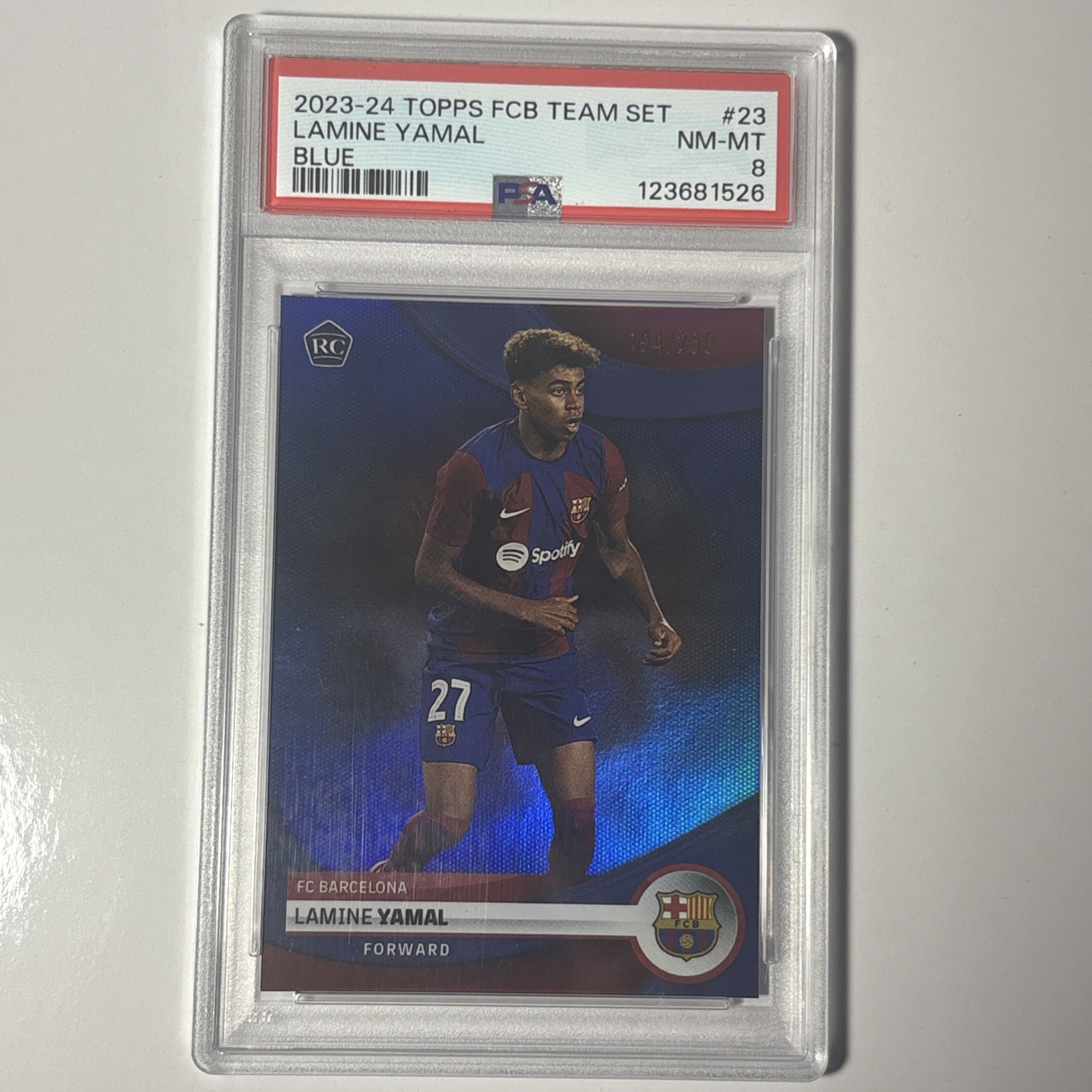 2023 TOPPS #23 LAMINE YAMAL 194/250 PSA 8 RARE ROOKIE CARD! 🔥🔥INVESTMENT CARD