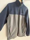 Columbia Full Zip Fleece Jacket Men’s Sz M Blue & Gray Zipped Pockets Logo