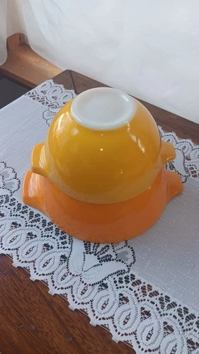 Vintage Pyrex Cinderella Bowls #441 & #442 Yellow & Orange